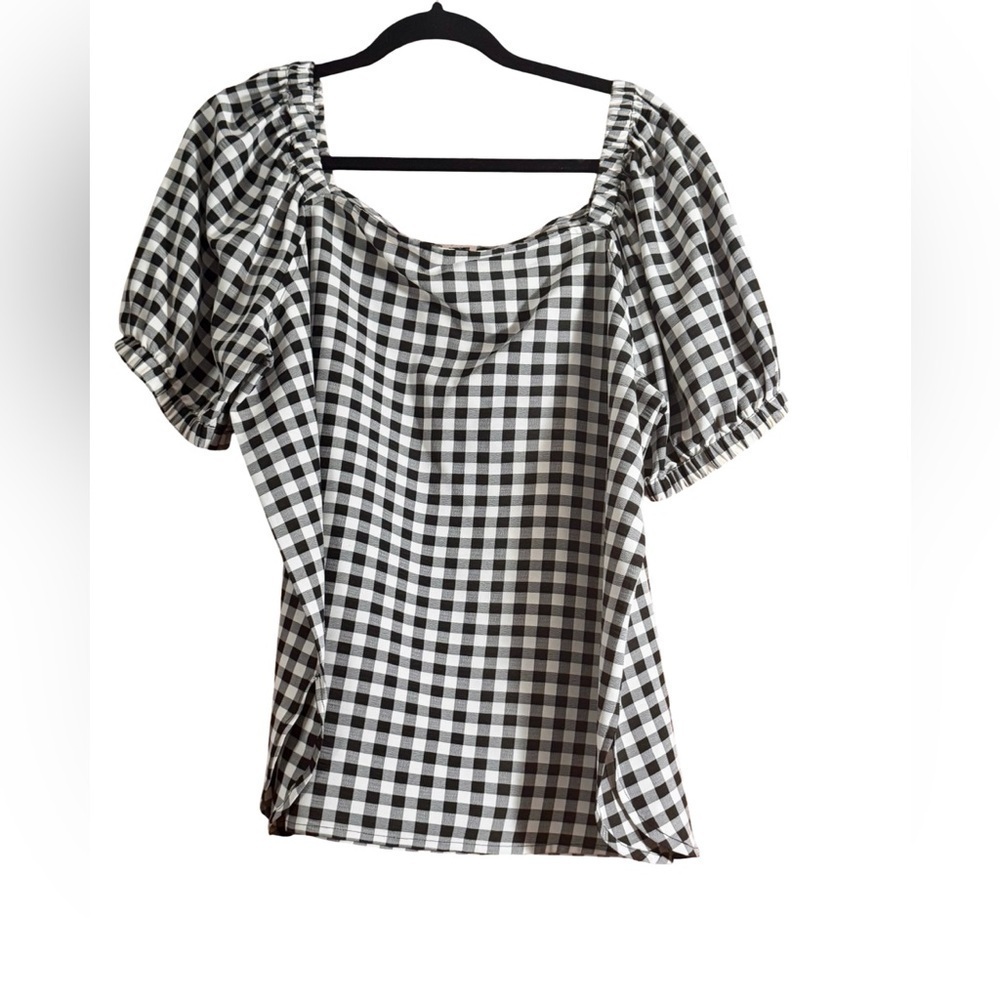 Anne Klein Black and White Checkered Blouse - Picture 2 of 5